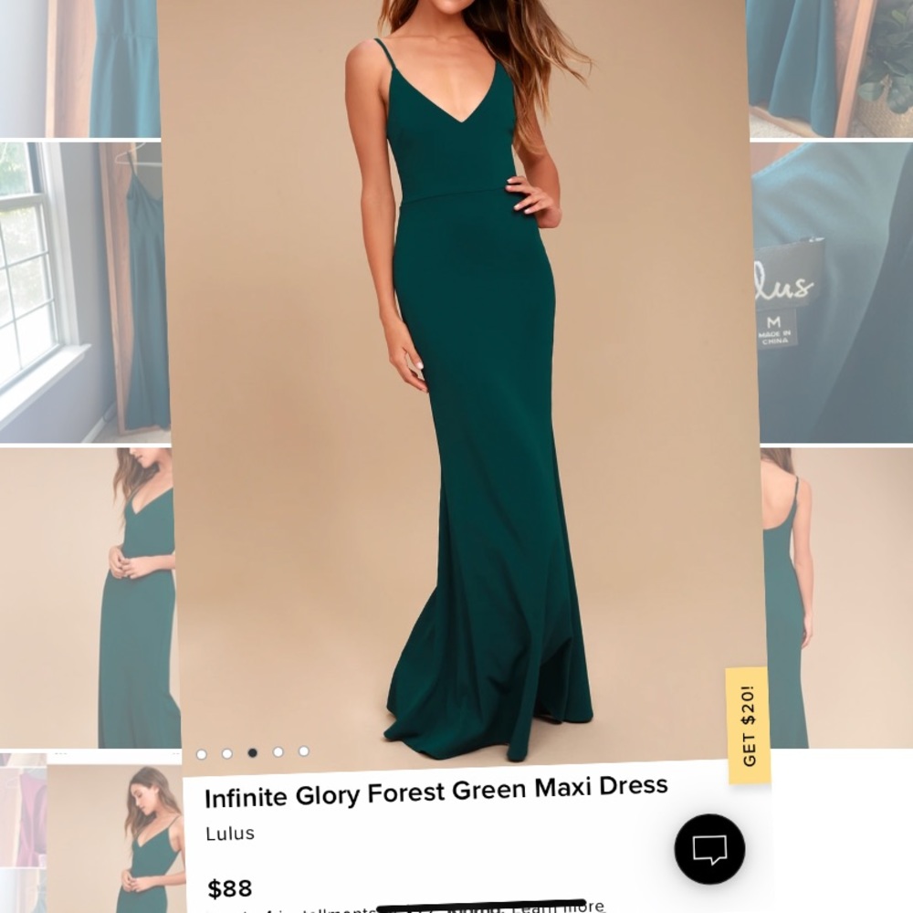 Lulu’s Infinite Glory Green Dress Medium